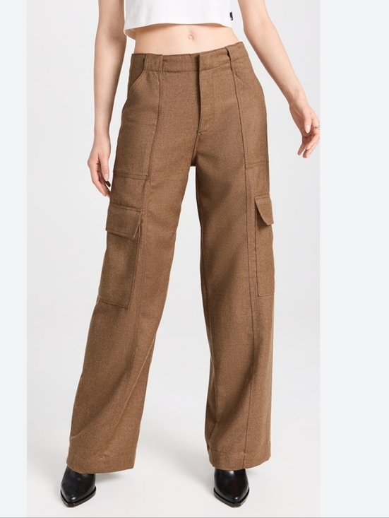 Ag Adriano Goldschmied Pants - Adriano Goldschmied EmRata Amia Wool Wide Leg Cargo Pants